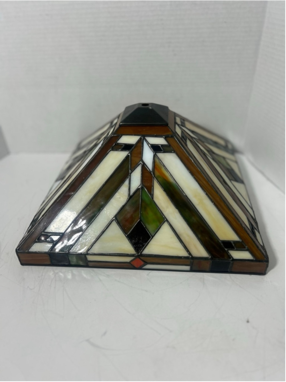 Vintage Slag Glass Mission Style Lamp Shade Stained Retro Square Farmhouse